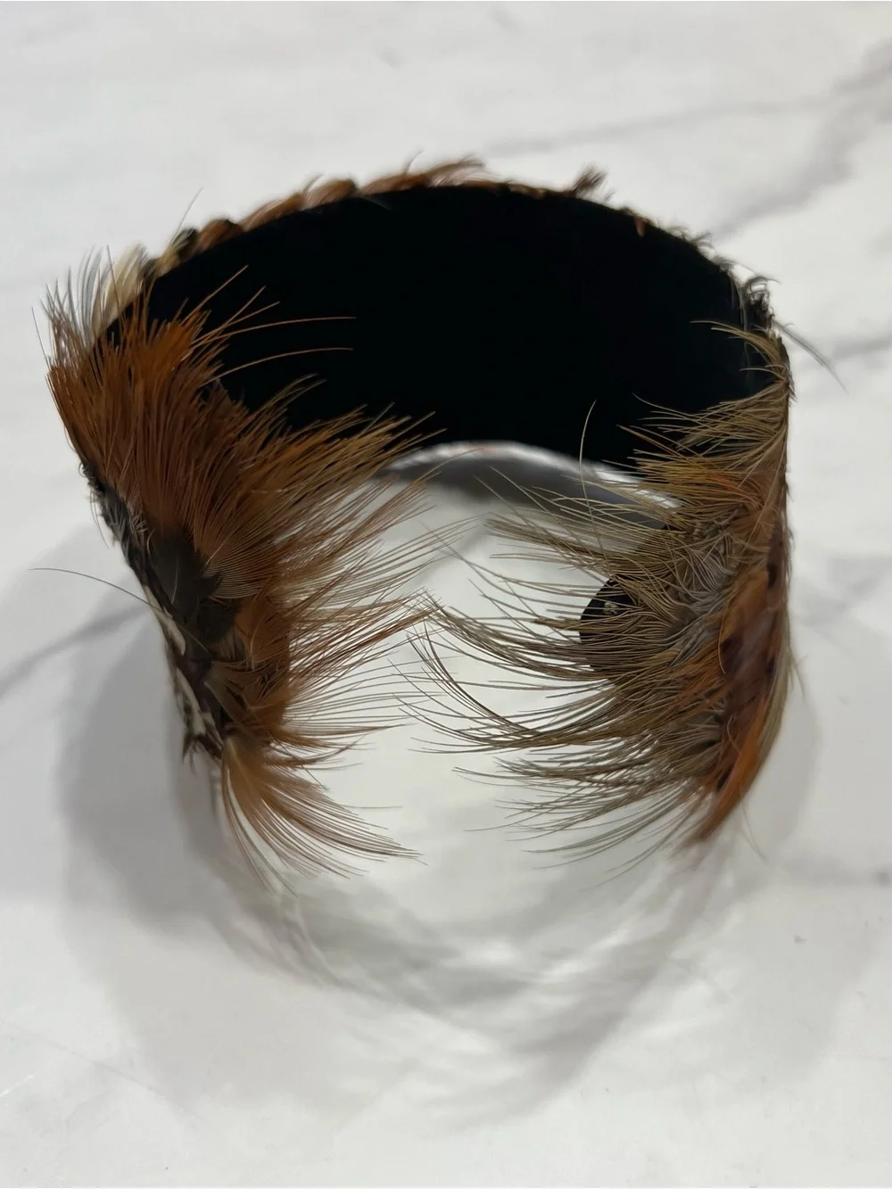 Vintage 40s/50s Pheasant Feather Headband Half Hat Fascinator Pin Up Whimsy